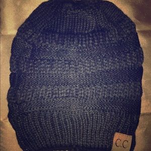Brand New_CC Ponytail Beanie Hat Messy Bun “Black”